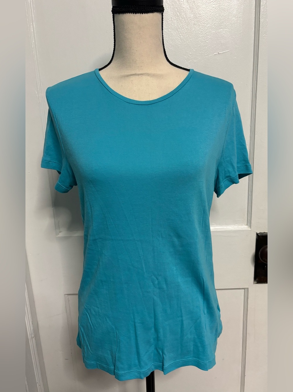 Talbots Short Sleeve Crewneck Tee - Turquoise Blue